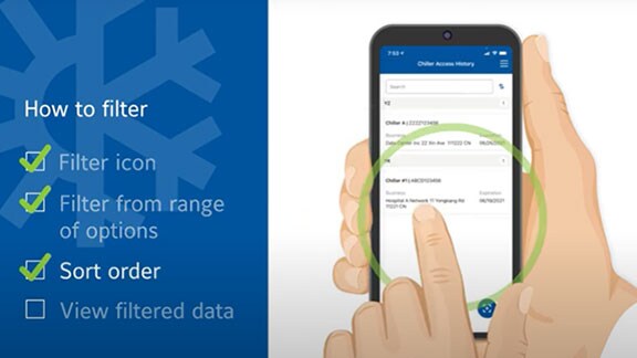 A phone displaying the YORK app, next to the filtering suggestions